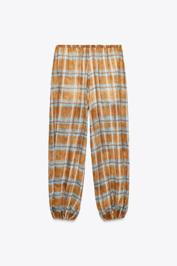 ZW COLLECTION RAMIE CHECK BALLOON TROUSERS - Zara фото 8