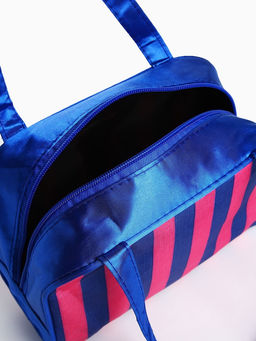 Косметичка-сумка на молнии, средний размер, в полоску, синяя/малиновая