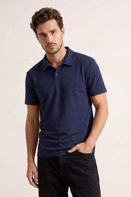 Lacivert Regular/Normal Kesim __t__tl_ Yumu_ak Tu_eli _nterlok Polo Yaka T-shirt TMNSS26PO00006