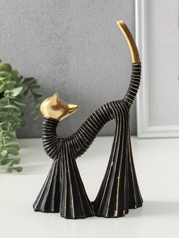 Сувенир полистоун "Кошка в клёшах" чёрно-золотая 7,5х15х25 см