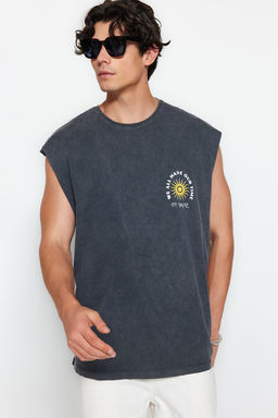 TRENDYOL MAN Gul Kurusu Oversize/Genis Kesim Soluk Efektli Yaz? Bask? %100 Pamuk T-Shirt/Atlet TMNSS23AL00009 - Trendyolmilla фото 5