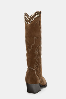LEATHER EMBROIDERED BOOTS