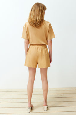 Hardal Baglama Detayl? Pamuklu Dokuma Sort TWOSS24SR00065