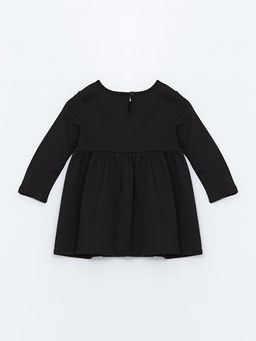 Bisiklet Yaka Uzun Kollu Bask?l? K?z Bebek Elbise
