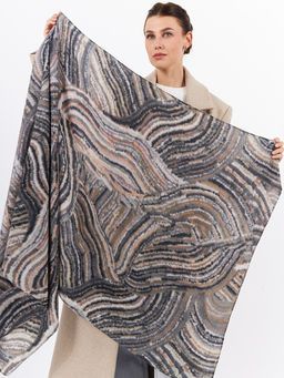 Большой, мягкий, тонкий и очень нежный двусторонний палантин с рисунком - Tantino фото 9