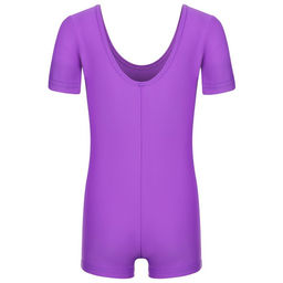 Купальник гимнастический Grace Dance, с шортами, с коротким рукавом, р. 42, цвет фиолетовый  фото 4