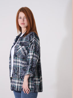 Рубашка в клетку с карманами на груди - Almond фото 2