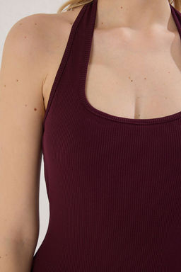 TRENDYOLMILLA Murdum Vucuda Oturan Kare Yaka Fitilli Esnek Orme Maxi Kalem Elbise TWOSS24EL00590  фото 11