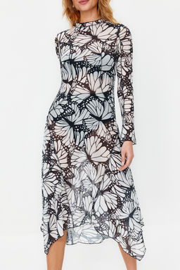 Cok Renkli A-Kesim Astars?z Orme Tul S?k Abiye Elbise TPRSS24EL00029 - Trendyolmilla фото 5