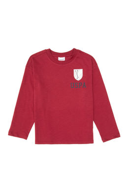 Erkek _ocuk Koyu Frambuaz Bisiklet Yaka Sweatshirt Sepette S_rpriz _ndirim