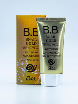 EKEL - BB КРЕМ ДЛЯ ЛИЦА С УЛИТОЧНЫМ МУЦИНОМ SNAIL GOLD BB CREAM SPF50+/PA+++, 50 ML  фото 2