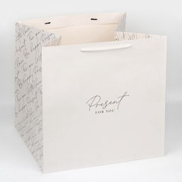 Пакет подарочный квадратный, упаковка, Present with love, 40×40×40 см