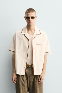 CAMISA RELAXED FIT VIVOS CONTRASTE / Crudo - Zara фото 2