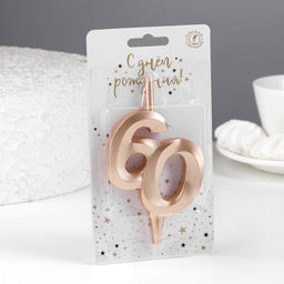 Свеча в торт Юбилейная, цифра 60, 10 см, шампань - Simaland фото 2