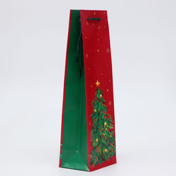 Пакет подарочный новогодний под бутылку, упаковка «Ёлка», 12×36×8.5 см