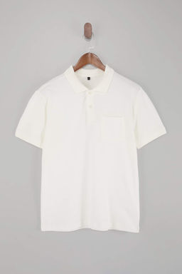 Ekru Regular/Rahat %100 Pamuk Tek Cepli Polo Yaka T-shirt TMNSS26PO00018