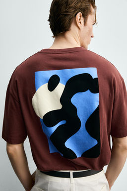 CAMISETA RELAXED FIT ESTAMPADO FLOCADO / Granate