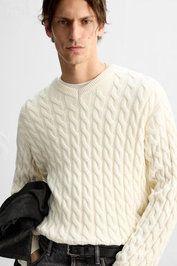 TEXTURED CABLE-KNIT SWEATER - Zara фото 5