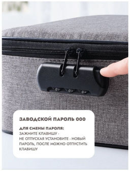 Сумка-органайзер Buro с кодовым замком 37×27×10,5 см синяя  фото 3