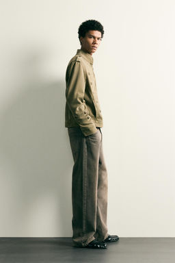 CHAQUETA DENIM CROPPED FIT BOTONES / Khaki - Zara фото 4