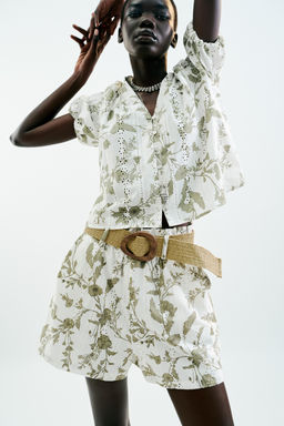 PRINTED BERMUDA SHORTS WITH PERFORATED EMBROIDERY - Zara фото 8