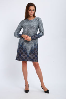 Ночная сорочка из интерлока длинный рукав купон Соня серо-голубой