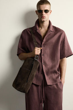 CAMISA RELAXED FIT 100% LINO / Burdeos
