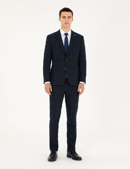 Lacivert Slim Fit Tak_m Elbise