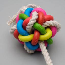 Игрушка канатная с жевательными элементами Молекула на канате, до 40 см, до 90 г, микс - Пижон фото 4