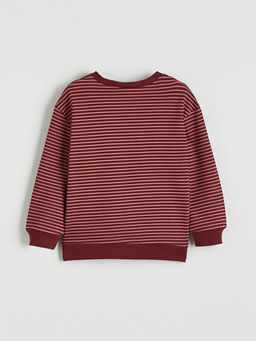 Bisiklet Yaka ?izgili Erkek ?ocuk Kal?n Sweatshirt