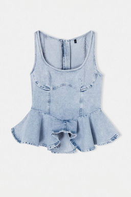 Limited Edition Ac?k Mavi Volanl? Az Esnek Denim Bluz TWOSS26BZ00576 - Trendyolmilla фото 6