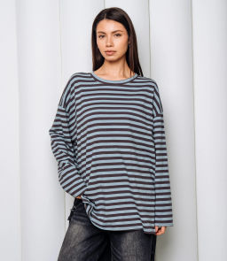 Лонгслив #КТ3045, коричневый, ментоловый