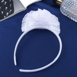 Цена за 6 шт. Ободок для волос «Школьница», облачко горох, d=10 см, белый