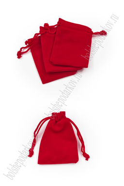 Мешочек бархатный 5*7 см (20 шт) SF-7579, красный