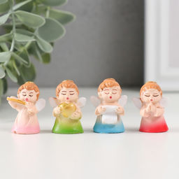 Цена за 4 шт. Фигурка полистоун «Ангелочек в цветном платье», 1.5×2×3 см, МИКС