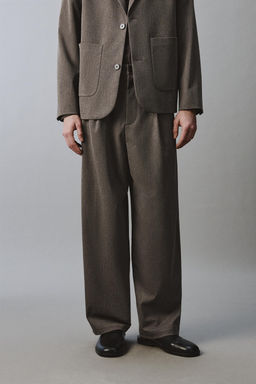 PANTAL?N WIDE FIT TRAJE ESTRUCTURA RELAXED FIT / Marr?n / Topo - Zara фото 2