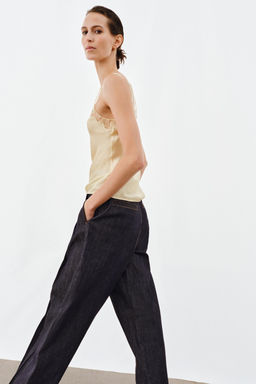 TOP SATINADO ENCAJE ZW COLLECTION / Amarillo - Zara фото 4