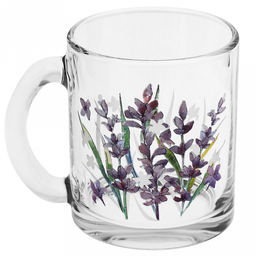 Кружка стеклянная "Лаванда" 300мл, д8см, h9,5см, форма "Чайная" (Россия)