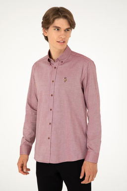 Мужская бордово-красная базовая рубашка с длинным рукавом Неожиданная скидка в корзине