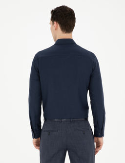 Lacivert Slim Fit Uzun Kollu G_mlek