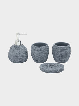 Набор для ванной «Плетение», 4 предмета, дозатор, 2 стакана, мыльница, серый