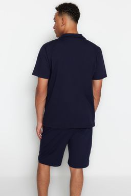 TRENDYOL MAN Lacivert Unisex Regular Fit Apas Yaka Sortlu Pijama Tak?m? TMNSS23PT00007 - Trendyolmilla фото 17