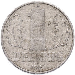 Монета 1 пфенниг 1961 года Восточная Германия (ГДР)