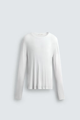 CAMISETA MANGA LARGA ESTRUCTURA VISCOSA / Blanco - Zara фото 6
