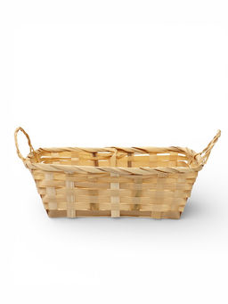 Корзина плетёная для хранения, 24×20×8 см, с ручками, бамбуковая, цвет натуральный, Greengo