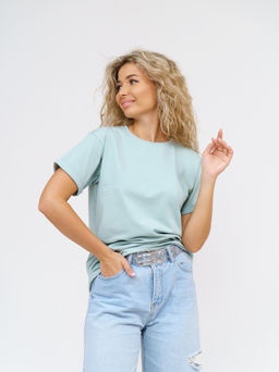 Футболка Хлопок 95%, лайкра 5% Классика аква - Ивассорти фото 14