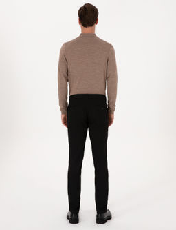 Siyah Slim Fit Beli Ba_c_kl_ Kanvas Pantolon