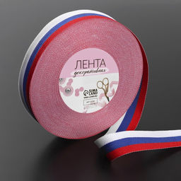Лента репсовая Триколор, двусторонняя, 25 мм, 23 1 м