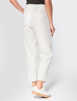 VILATTE / Брюки изо льна с вискозой на резинке и кожаном шнуре  фото 4