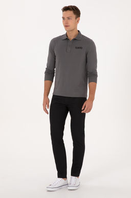 Erkek Siyah Slim Fit Kanvas / Chino Pantolon